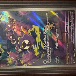 Pokemon Card with Holographic Purple and Yellow Design